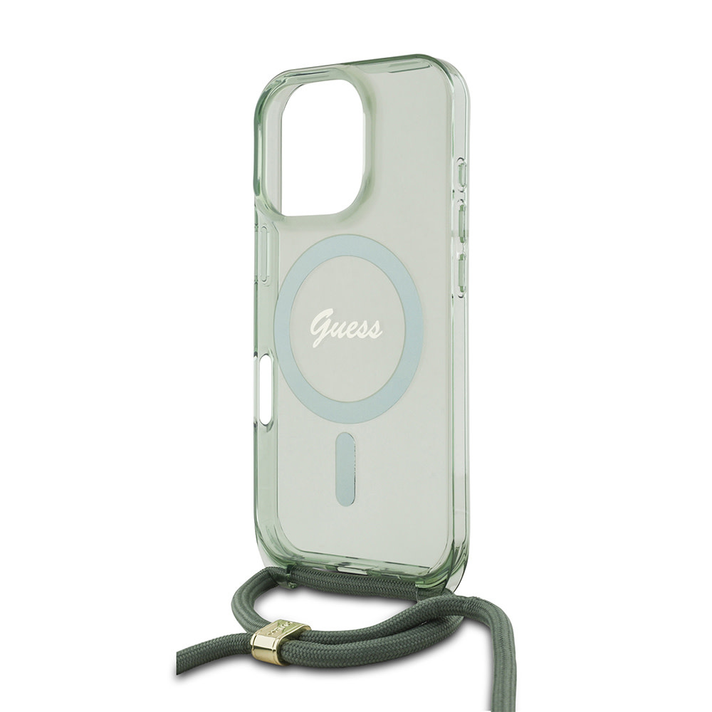 Guess Guess iPhone 16 Pro Backcover hoesje Magsafe IML crossbody cord - Groen, foto 4 van 6