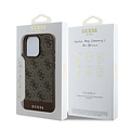 Guess Guess iPhone 16 Pro Back-Cover hul - Magsafe - 4G PU Leather - Bottom Stripe - Braun