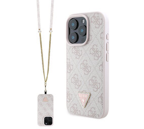 Guess Guess iPhone 16 Pro Back cover case - Magsafe IML crossbody cord - Pink Guess Guess iPhone 16 Pro Back cover case - Magsafe IML crossbody cord - Pink