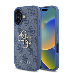Guess iPhone 16 Plus Backcover hoesje - 4G - Big Metal Logo - Blauw