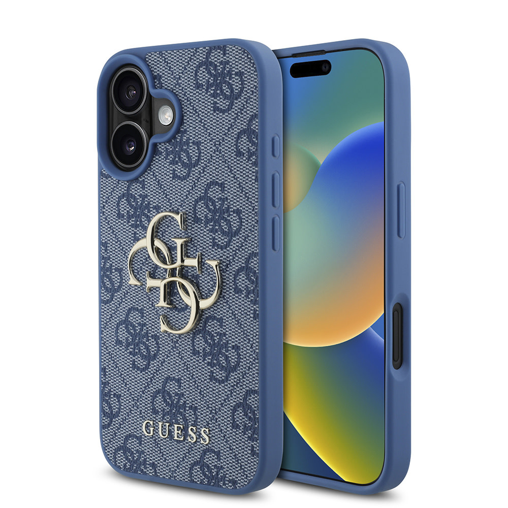Guess Guess iPhone 16 Plus Backcover hoesje - 4G - Big Metal Logo - Blauw