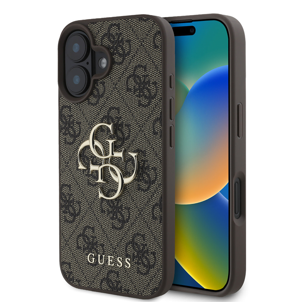 Guess Guess iPhone 16 Plus Backcover hoesje - 4G - Big Metal Logo - Bruin