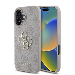 Guess iPhone 16 Plus Backcover hoesje - 4G - Big Metal Logo - Roze