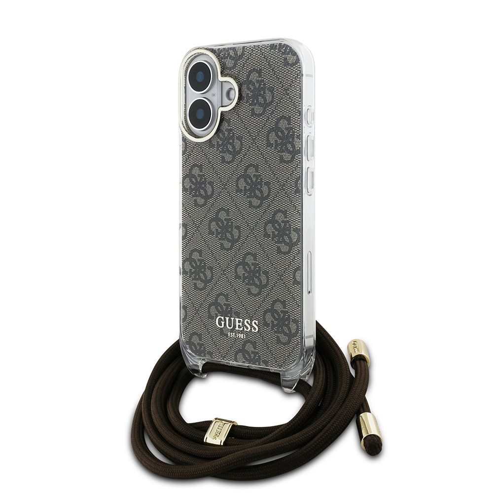Guess Guess iPhone 16 Backcover hoesje - Crossbody cord - Bruin, foto 2 van 6