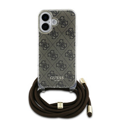 Guess iPhone 16 Backcover hoesje - Crossbody cord - Bruin