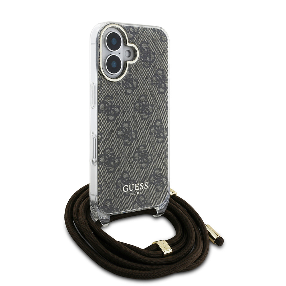 Guess Guess iPhone 16 Backcover hoesje - Crossbody cord - Bruin, foto 3 van 6
