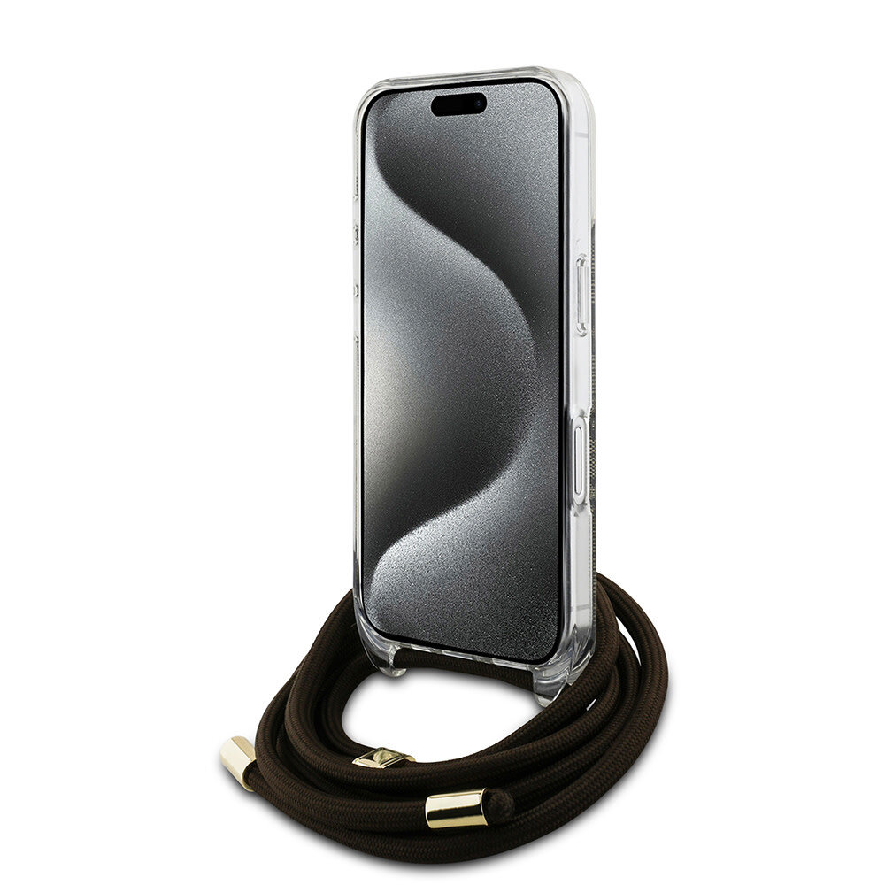 Guess Guess iPhone 16 Back-Cover hul - Crossbody cord - Braun Guess Guess iPhone 16 Back-Cover hul - Crossbody cord - Braun