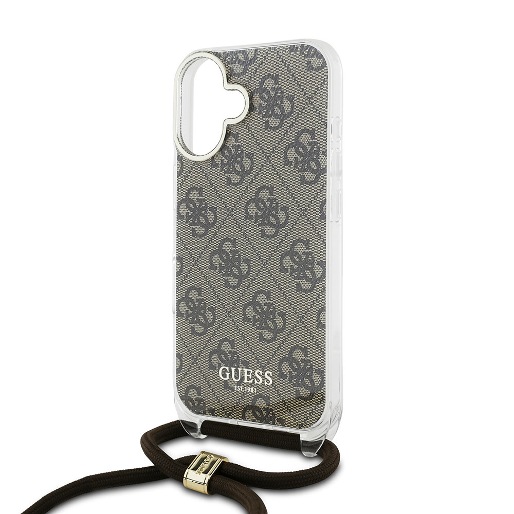 Guess Guess iPhone 16 Backcover hoesje - Crossbody cord - Bruin, foto 4 van 6