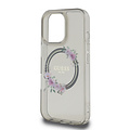 Guess Guess iPhone 16 Pro Back cover coque Magsafe IML flowers wreath - Noir