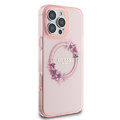 Guess Guess iPhone 16 Pro Back cover case - Magsafe IML flowers wreath - Pink