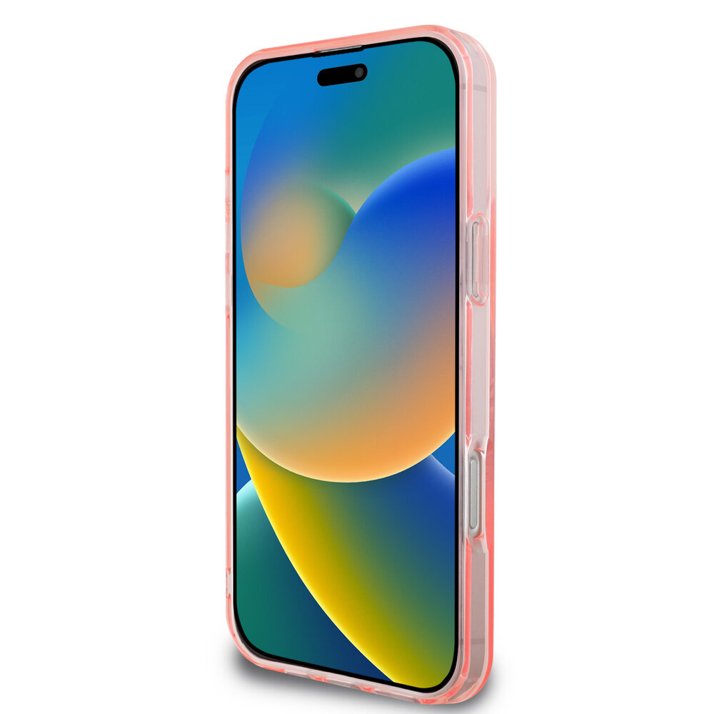 Guess Guess iPhone 16 Pro Backcover hoesje Magsafe IML flowers wreath - Roze Guess Guess iPhone 16 Pro Backcover hoesje Magsafe IML flowers wreath - Roze