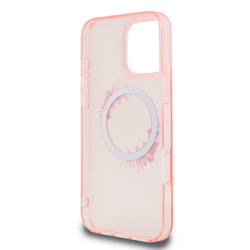 Guess Guess iPhone 16 Pro Back-Cover hul - Magsafe IML flowers wreath - Rosa