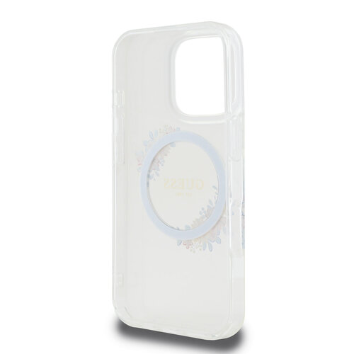 Guess Guess iPhone 16 Pro Back cover coque Magsafe IML flowers wreath - Transparent