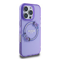 Guess Guess iPhone 16 Pro Backcover hoesje Magsafe IML flowers wreath - Paars