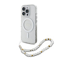Guess Guess iPhone 16 Pro Back-Cover hul - Magsafe IML Glitter with pearls strap - Transparent