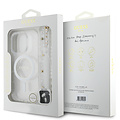 Guess Guess iPhone 16 Pro Back cover case - Magsafe IML Glitter with pearls strap - Transparent