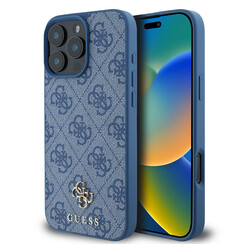 Guess iPhone 16 Pro Backcover hoesje Magsafe 4G Small - Blauw