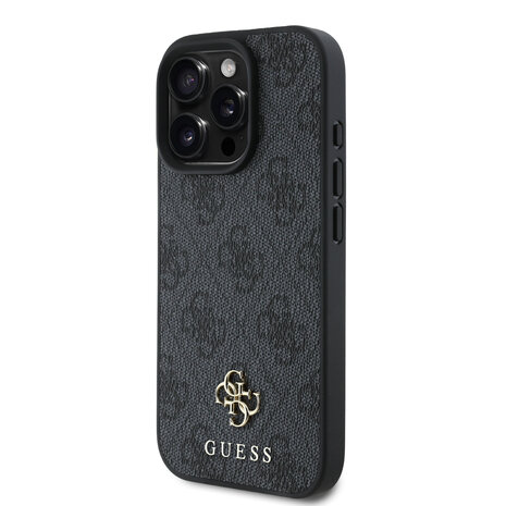 Guess Guess iPhone 16 Pro Backcover hoesje Magsafe 4G Small - Zwart Guess Guess iPhone 16 Pro Backcover hoesje Magsafe 4G Small - Zwart