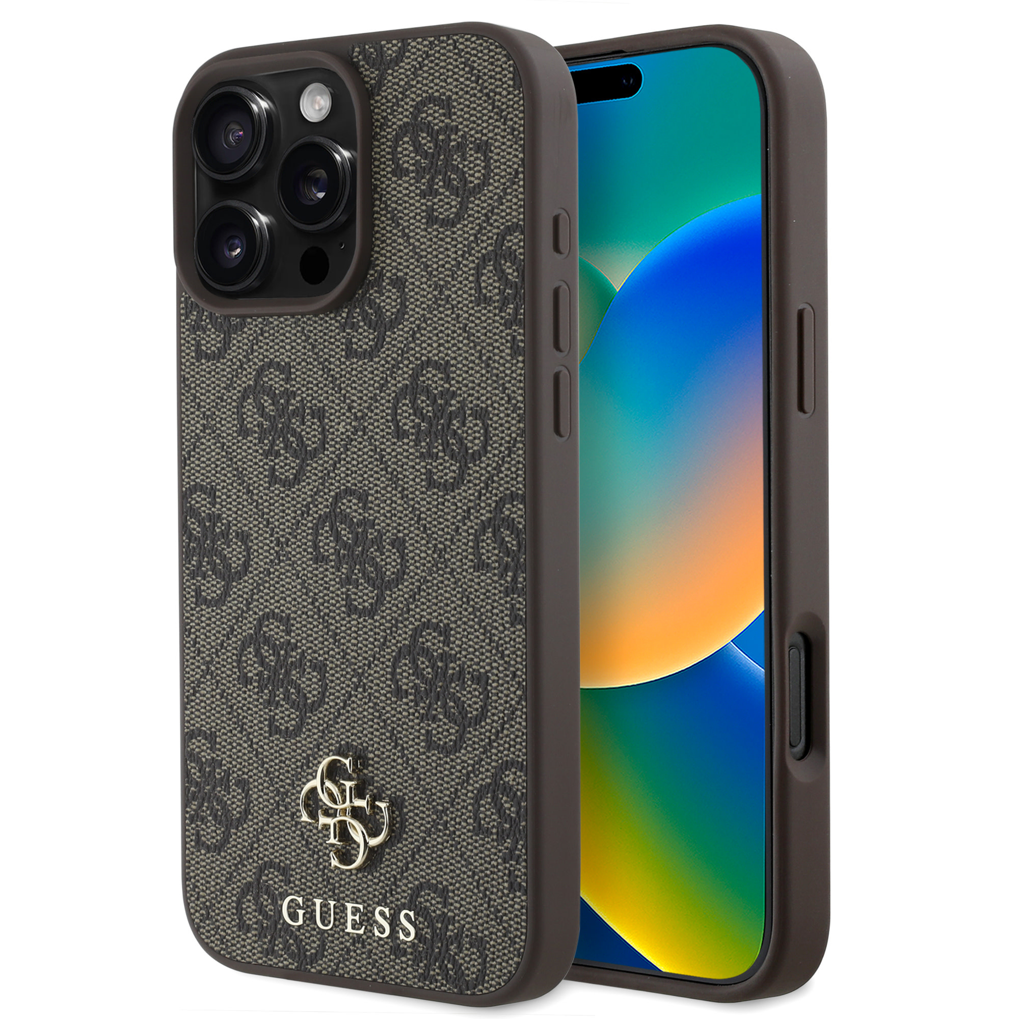 Guess Guess iPhone 16 Pro Backcover hoesje Magsafe 4G Small - Bruin