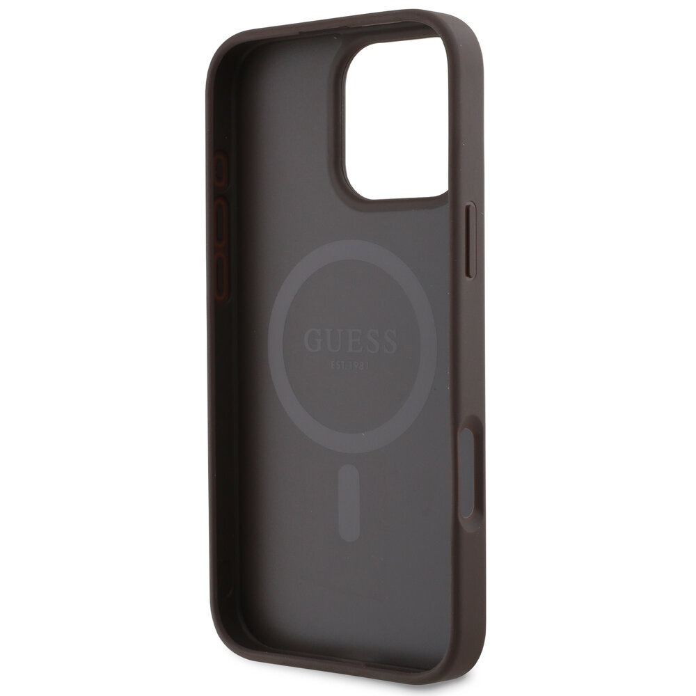 Guess Guess iPhone 16 Pro Back cover coque Magsafe 4G Small - Marron Guess Guess iPhone 16 Pro Back cover coque Magsafe 4G Small - Marron