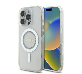 Guess Guess iPhone 16 Pro Back cover case - Magsafe IML Rhinestones - White Guess Guess iPhone 16 Pro Back cover case - Magsafe IML Rhinestones - White