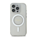 Guess Guess iPhone 16 Pro Back cover case - Magsafe IML Rhinestones - White