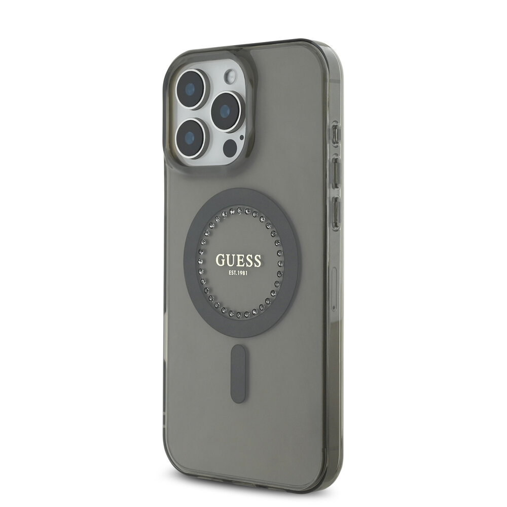 Guess Guess iPhone 16 Pro Back cover case - Magsafe IML Rhinestones - Black Guess Guess iPhone 16 Pro Back cover case - Magsafe IML Rhinestones - Black