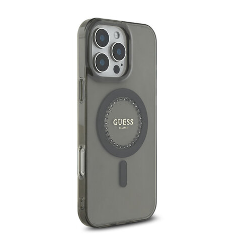 Guess Guess iPhone 16 Pro Back cover case - Magsafe IML Rhinestones - Black Guess Guess iPhone 16 Pro Back cover case - Magsafe IML Rhinestones - Black