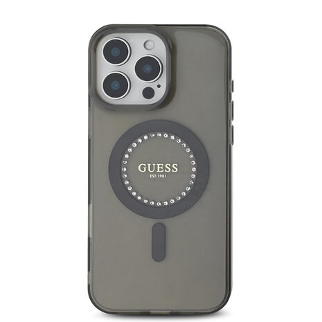 Guess Guess iPhone 16 Pro Back cover case - Magsafe IML Rhinestones - Black Guess Guess iPhone 16 Pro Back cover case - Magsafe IML Rhinestones - Black