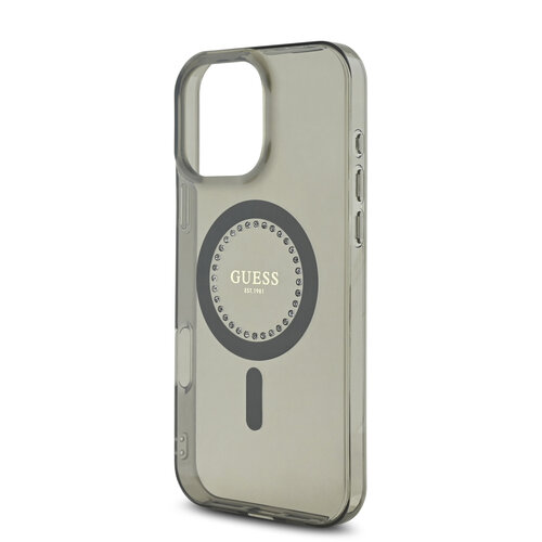 Guess Guess iPhone 16 Pro Back cover case - Magsafe IML Rhinestones - Black