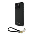 Guess Guess iPhone 16 Pro Back cover case - Magsafe grained - flower charm strap - Black