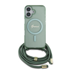 Guess iPhone 16 Back cover case - Magsafe IML crossbody cord - Green