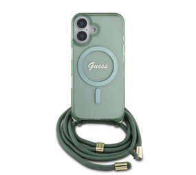 Guess Guess iPhone 16 Back-Cover hul - Magsafe IML crossbody cord - Grün Guess Guess iPhone 16 Back-Cover hul - Magsafe IML crossbody cord - Grün