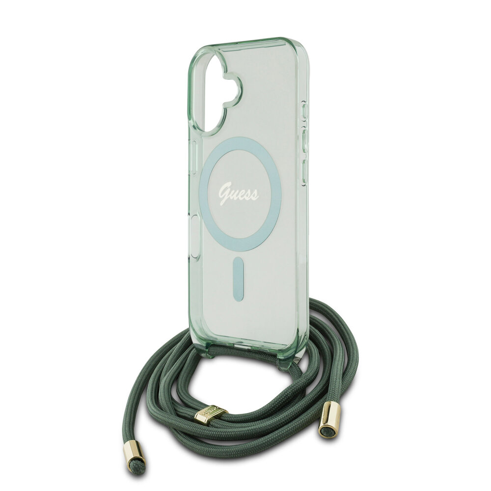 Guess Guess iPhone 16 Back cover case - Magsafe IML crossbody cord - Green Guess Guess iPhone 16 Back cover case - Magsafe IML crossbody cord - Green