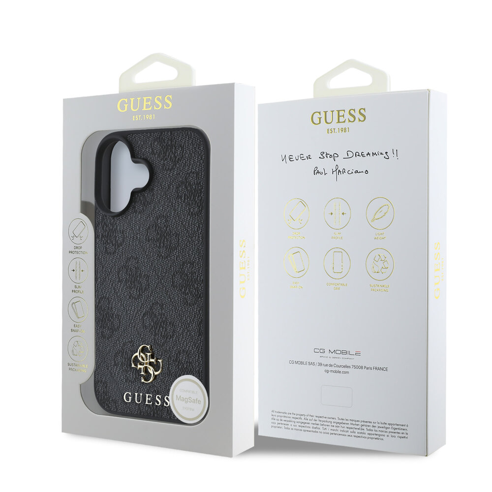 Guess Guess iPhone 16 Back cover case - Magsafe 4G Small - Black Guess Guess iPhone 16 Back cover case - Magsafe 4G Small - Black
