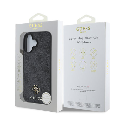 Guess Guess iPhone 16 Back cover case - Magsafe 4G Small - Black Guess Guess iPhone 16 Back cover case - Magsafe 4G Small - Black