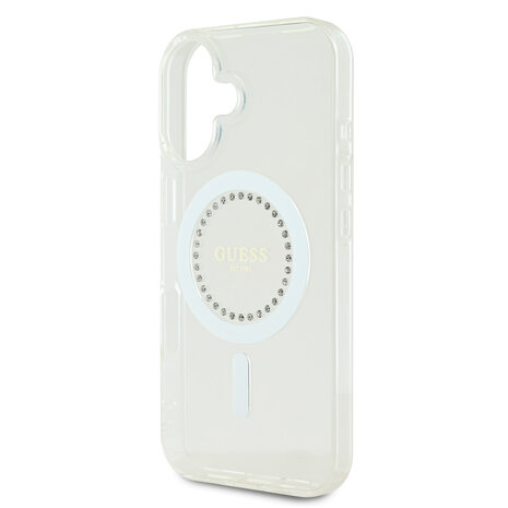 Guess Guess iPhone 16 Back cover case - Magsafe IML Rhinestones - White Guess Guess iPhone 16 Back cover case - Magsafe IML Rhinestones - White