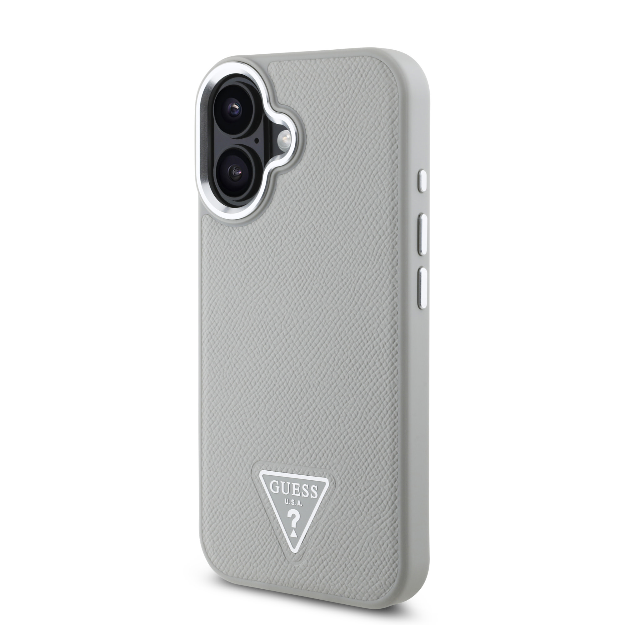 Guess Guess iPhone 16 Backcover hoesje Magsafe grained triangle logo - Beige, foto 2 van 6