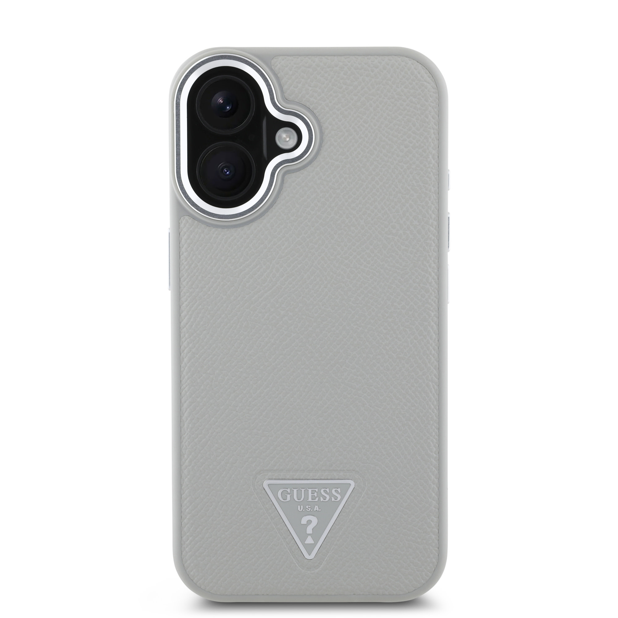 Guess Guess iPhone 16 Backcover hoesje Magsafe grained triangle logo - Beige, foto 3 van 6