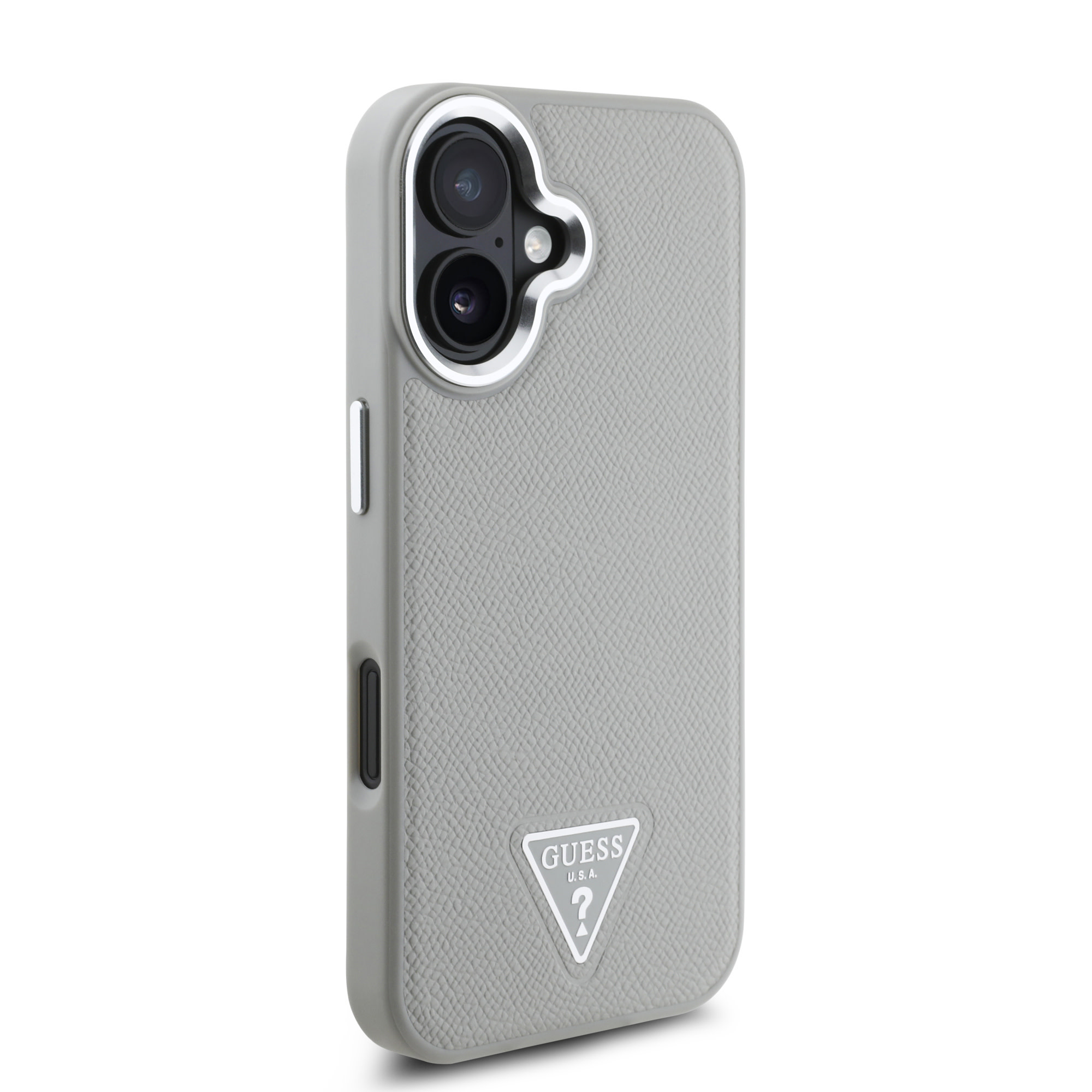 Guess Guess iPhone 16 Backcover hoesje Magsafe grained triangle logo - Beige, foto 4 van 6