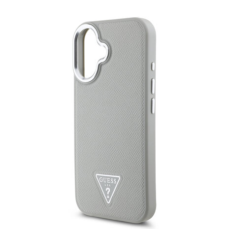 Guess Guess iPhone 16 Backcover hoesje Magsafe grained triangle logo - Beige Guess Guess iPhone 16 Backcover hoesje Magsafe grained triangle logo - Beige