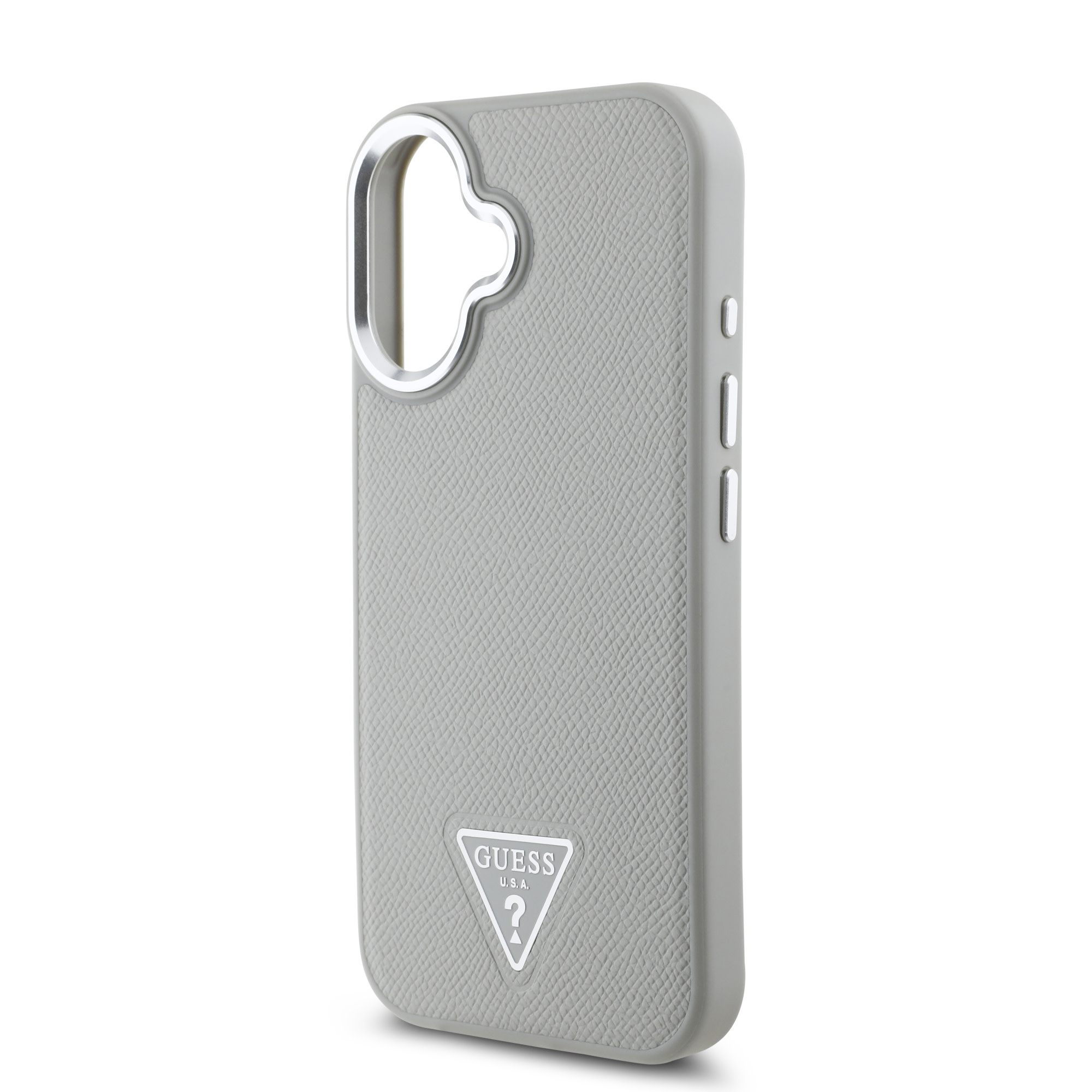 Guess Guess iPhone 16 Backcover hoesje Magsafe grained triangle logo - Beige, foto 6 van 6