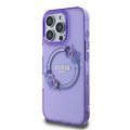 Guess Guess iPhone 16 Pro Max Back cover case - Magsafe IML flowers wreath - Purple