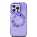 Guess Guess iPhone 16 Pro Max Back cover coque Magsafe IML flowers wreath - Violet