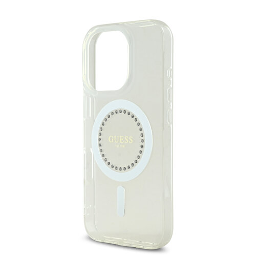Guess Guess iPhone 16 Pro Max Back cover case - Magsafe IML Rhinestones - White