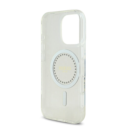 Guess Guess iPhone 16 Pro Max Back cover case - Magsafe IML Rhinestones - White