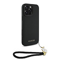Guess Guess iPhone 16 Pro Max Back-Cover hul - Magsafe grained - flower charm strap - Schwarz