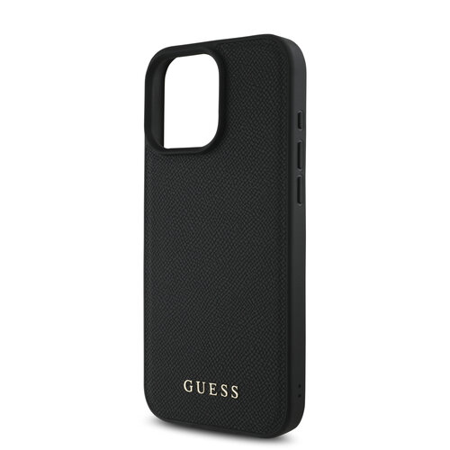 Guess Guess iPhone 16 Pro Max Back-Cover hul - Magsafe grained - flower charm strap - Schwarz