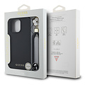 Guess Guess iPhone 16 Pro Max Back cover case - Magsafe grained - flower charm strap - Black
