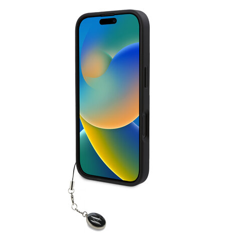 Karl Lagerfeld Karl Lagerfeld iPhone 16 Back-Cover hul - Saffiano rhinestones and charm - Schwarz Karl Lagerfeld Karl Lagerfeld iPhone 16 Back-Cover hul - Saffiano rhinestones and charm - Schwarz